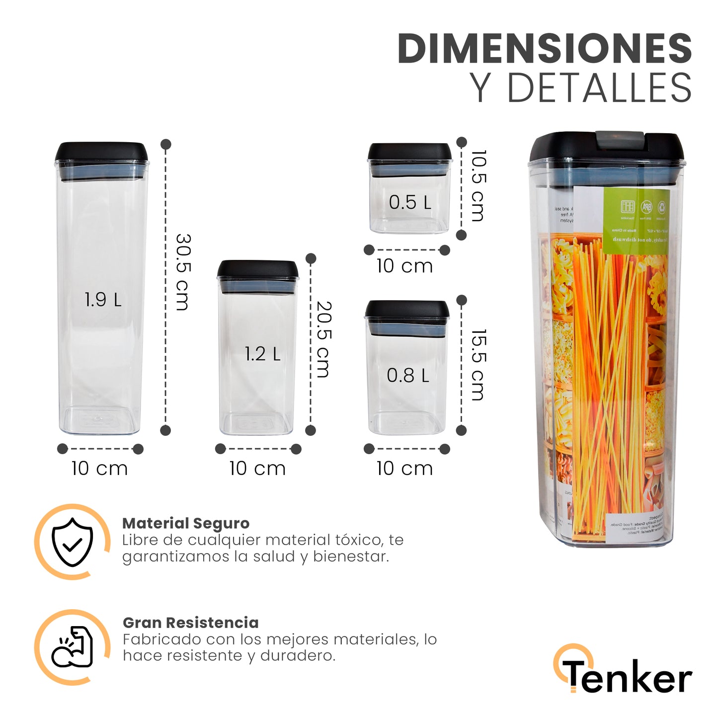 Juego de 7 Contenedores Herméticos de Plástico para Cocina