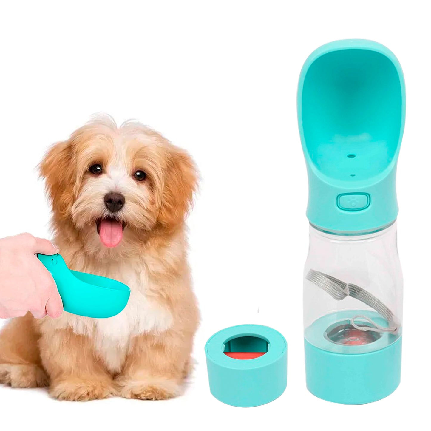 botella de agua para perros azul
