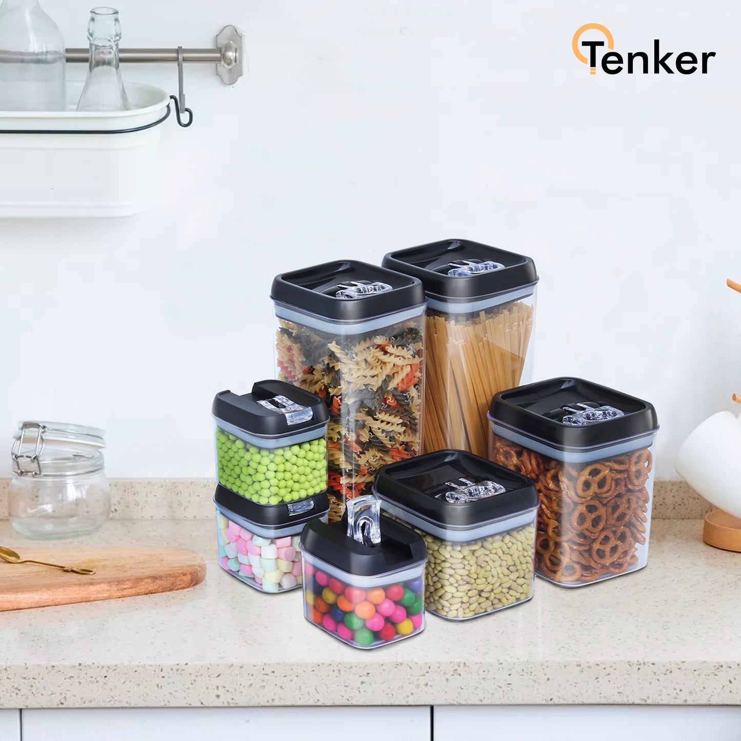 Juego de 7 Contenedores Herméticos de Plástico para Cocina