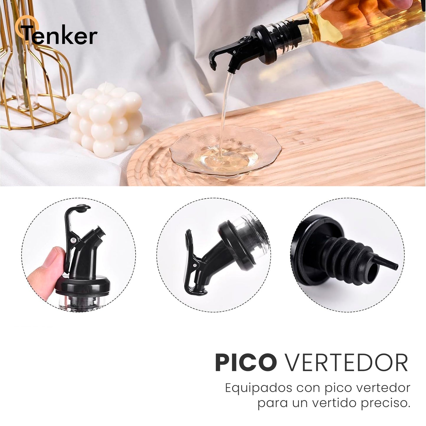 Juego de Dispensadores y Frascos de Vidrio para Cocina (4 Piezas)