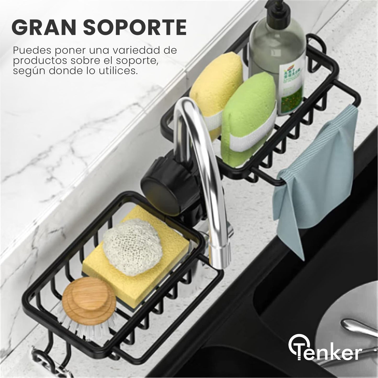 Soporte de Esponja y Organizador de Fregadero de Cocina