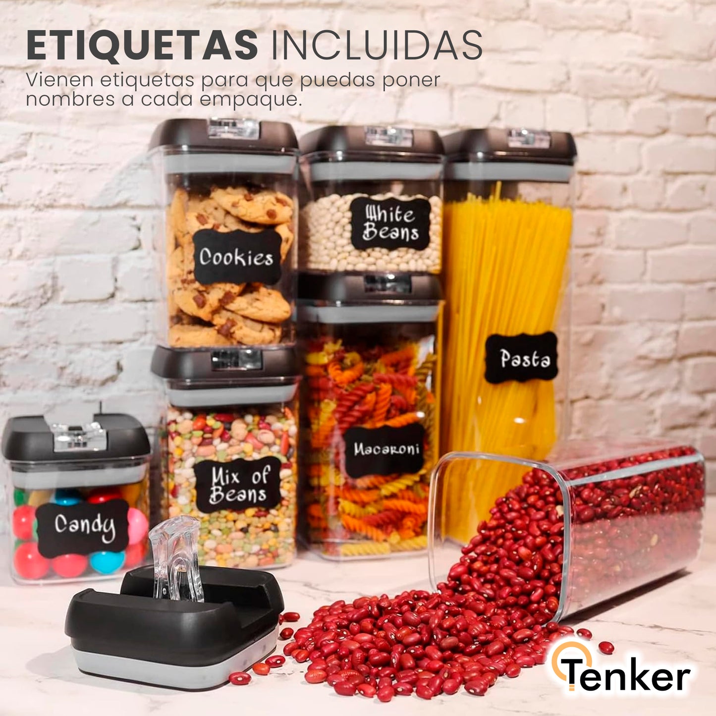 Juego de 7 Contenedores Herméticos de Plástico para Cocina