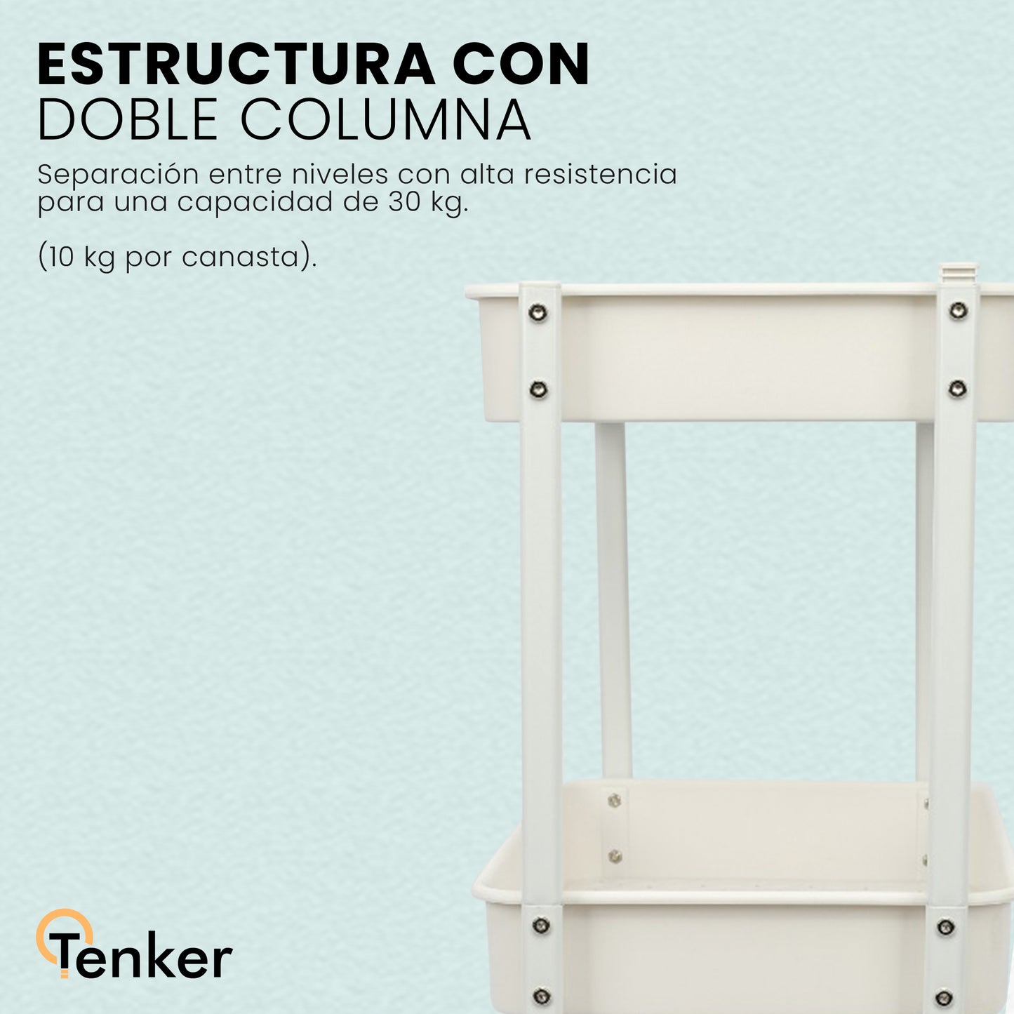 Carrito Organizador Multiuso de 3 Niveles con Ruedas