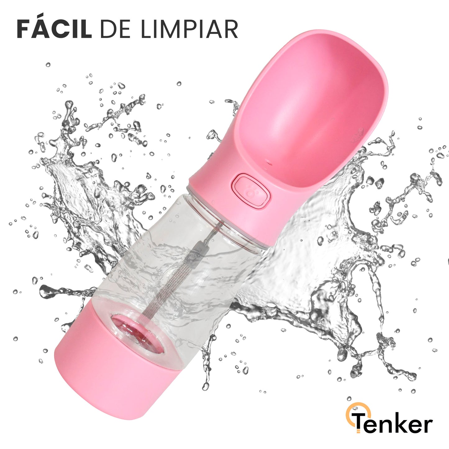 botella de agua para perros rosa uso