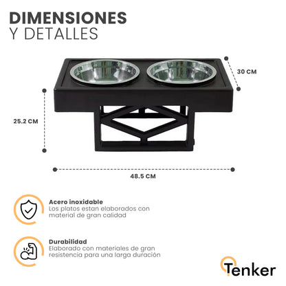 Cuenco Doble con Mesa Elevada para Perros y Gatos